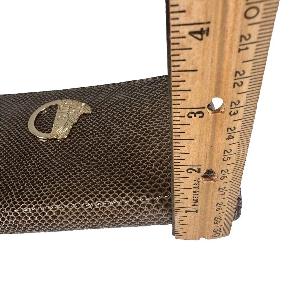 Versace Collection‎ Leather Medusa Brown Patent Zip Around Long Wallet Accordion